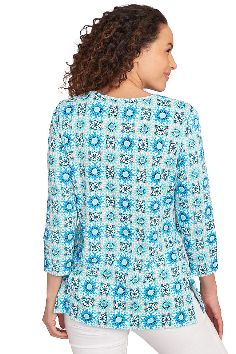 Petite Prints Charming Medallion Surplice Top