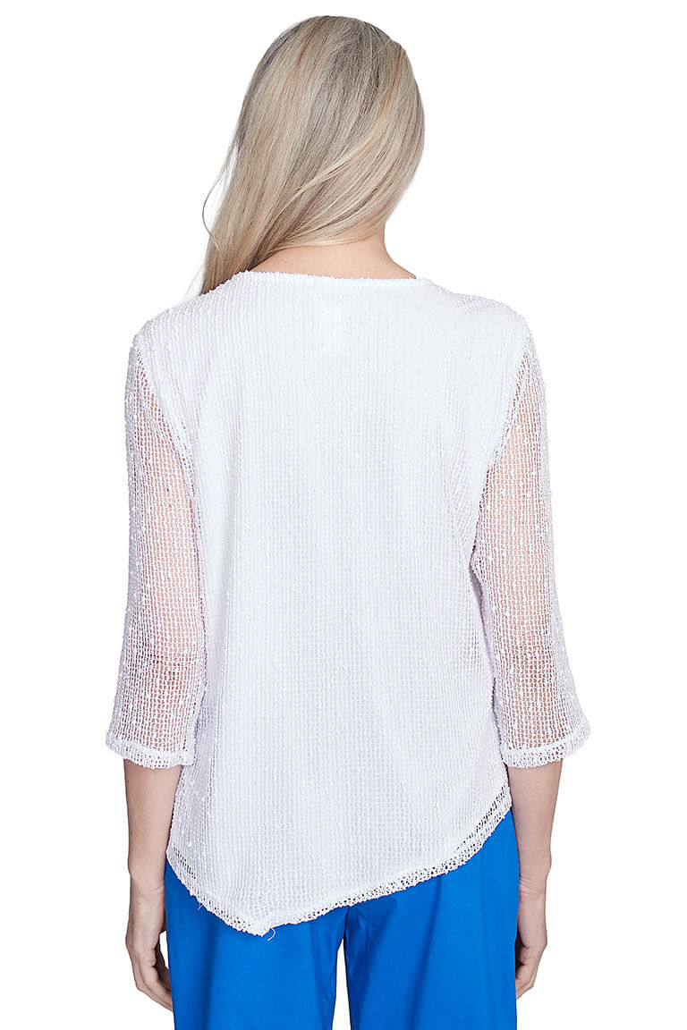 Petite Parrot Cay Popcorn Mesh Asymmetrical Top