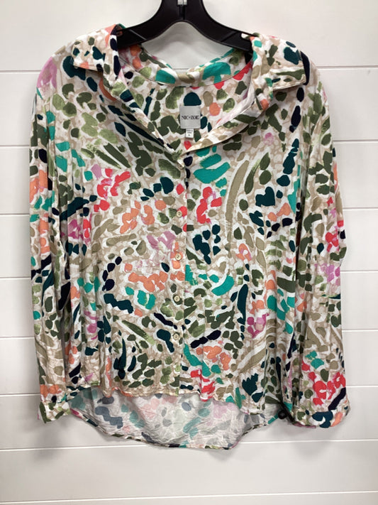 Blouse Ls By Nic + Zoe In Green, Size:L