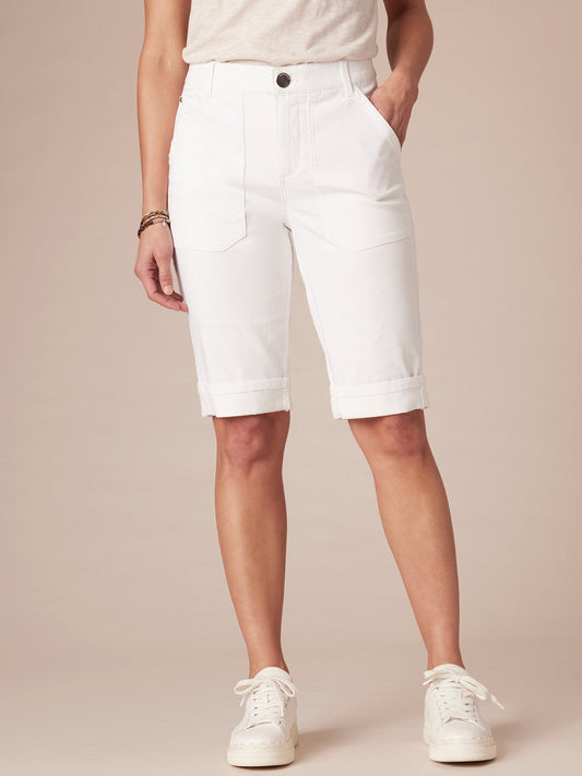 Absolution High Rise Cuffed Denim Bermuda Short with Coin Pockets